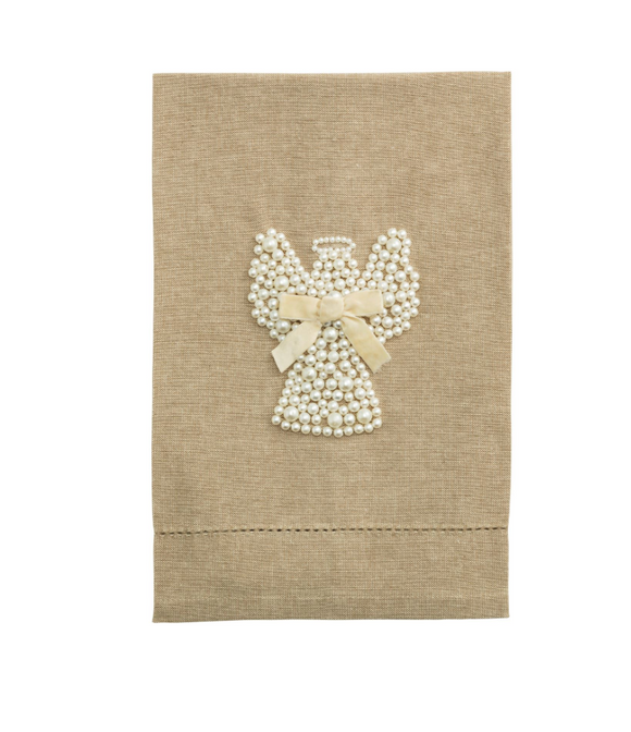 Angel White Christmas Pearl Towel