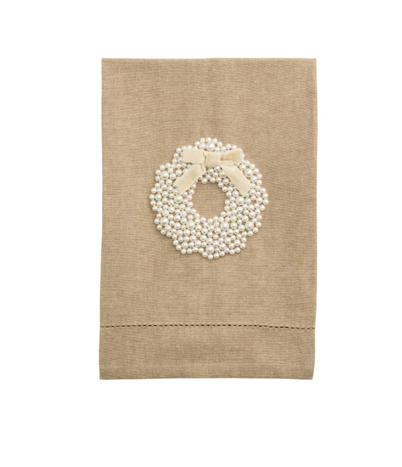 Wreath White Christmas Pearl Towel