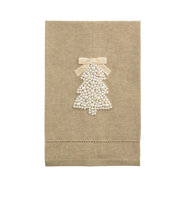 Tree White Christmas Pearl Towel