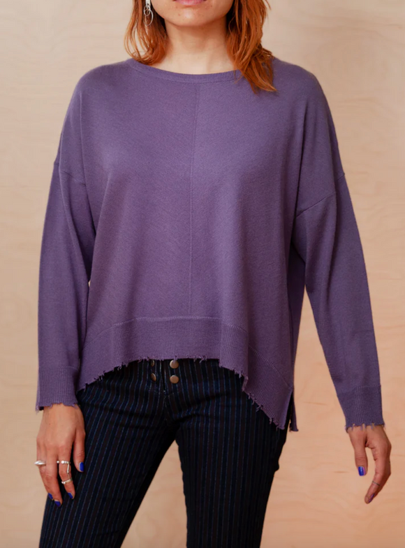 Lawson Violet Raw Edge V-Neck Sweater