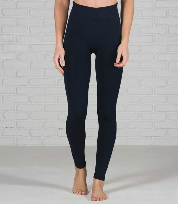 Navy High Waist Fleece Lined Legging : One Size