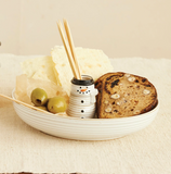 Stoneware Bowl w/ Snowman Shaped Toothpick Holder
