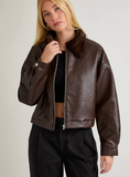 Cropped Vegan Leather Jacket