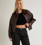 Cropped Vegan Leather Jacket