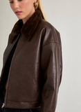 Cropped Vegan Leather Jacket