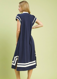 Navy & Ivory Contrast Cap Sleeve Midi