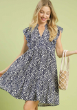 Blue & Ivory Print Dress