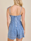 Denim Tie Front Romper