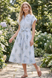 Blue Stripe Collared Midi Dress