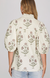 Off White Smocked V-Neck Top