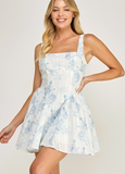 Blue Print Sleeveless Dress