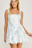 Blue Print Sleeveless Dress