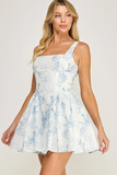 Blue Print Sleeveless Dress