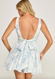 Blue Print Sleeveless Dress