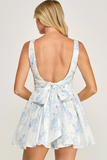 Blue Print Sleeveless Dress