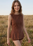 Brown Suede Peplum Top