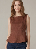 Brown Suede Peplum Top