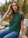 Hunter Green Mock Neck Sweater Top