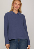 Navy Blue Cozy Half-Zip Sweater