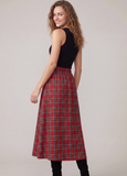 Red Plaid Midi Skirt