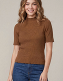 Cinnamon Scalloped Edge Knit Sweater Top