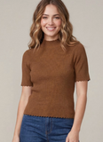 Cinnamon Scalloped Edge Knit Sweater Top