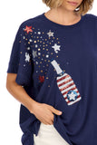 One Size - Navy 4th of July Sparkle Top