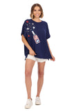 One Size - Navy 4th of July Sparkle Top