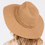 Tan Straw Hat with Woven Band