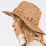 Tan Straw Hat with Woven Band