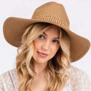 Tan Straw Hat with Woven Band