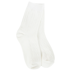 White - Weekend Cable Mini Crew Sock