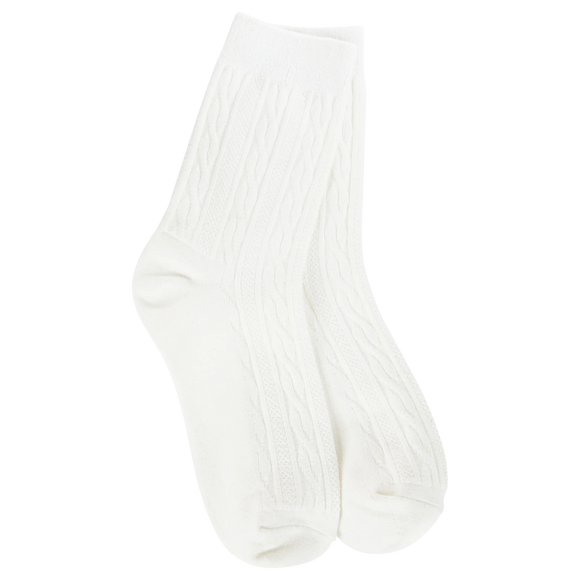 White - Weekend Cable Mini Crew Sock