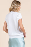 White Collar Elastic Waist Top