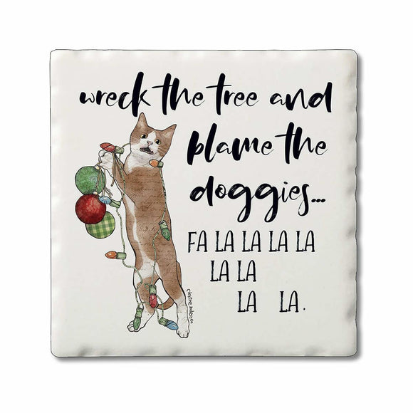 Wreck the Tree - Christmas Naughty Pets Coaster