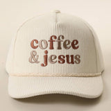 Coffee & Jesus Corduroy Rope Trucker Hat