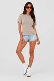 White Cinched Waist Short Sleeve Top