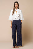White Puff Sleeve Double Bow Blouse
