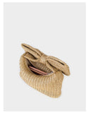 Khaki Bow Straw Clutch Bag