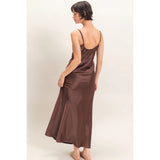 Satin Chocolate Brown Slip Dress