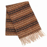 Super Soft Multicolor Melange Striped Fringe Winter Scarf: Taupe