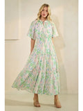 Pastel Floral Eyelet Mid Dress