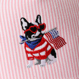 French Bulldog USA Seersucker Hat