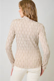 Tan Lettuce Edge Textured Knit Top