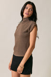 Cap Sleeve Mock Neck Top