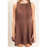 Dark Brown Suede Mini Dress