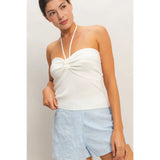 White Ribbed Halter Top