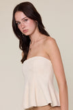Cream Suede Pleated Tube Top