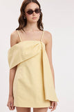 Butter Yellow Drape Shoulder Dress
