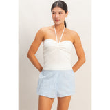 White Ribbed Halter Top
